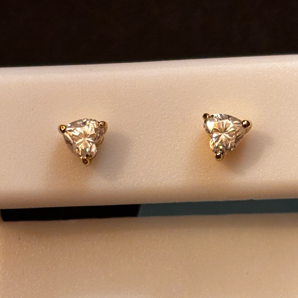 Elegant Heart Shaped Gold Stud Moissonite Earrings
